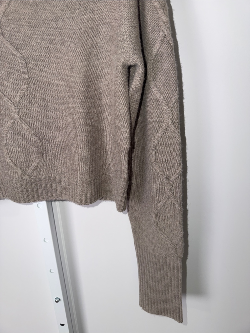 NAADAM Taupe Cropped Cable Turtleneck Sweater - Picture 4 of 7